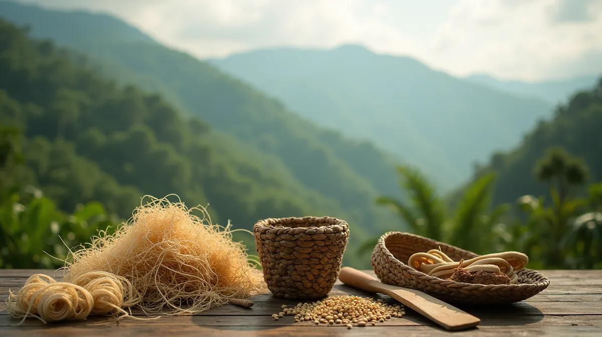 Fibras y materiales naturales con los que se teje en el territorio