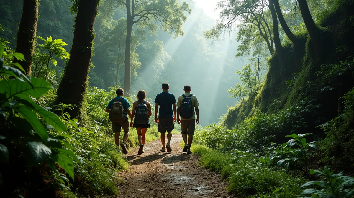 Caminata consciente en un bosque tropical