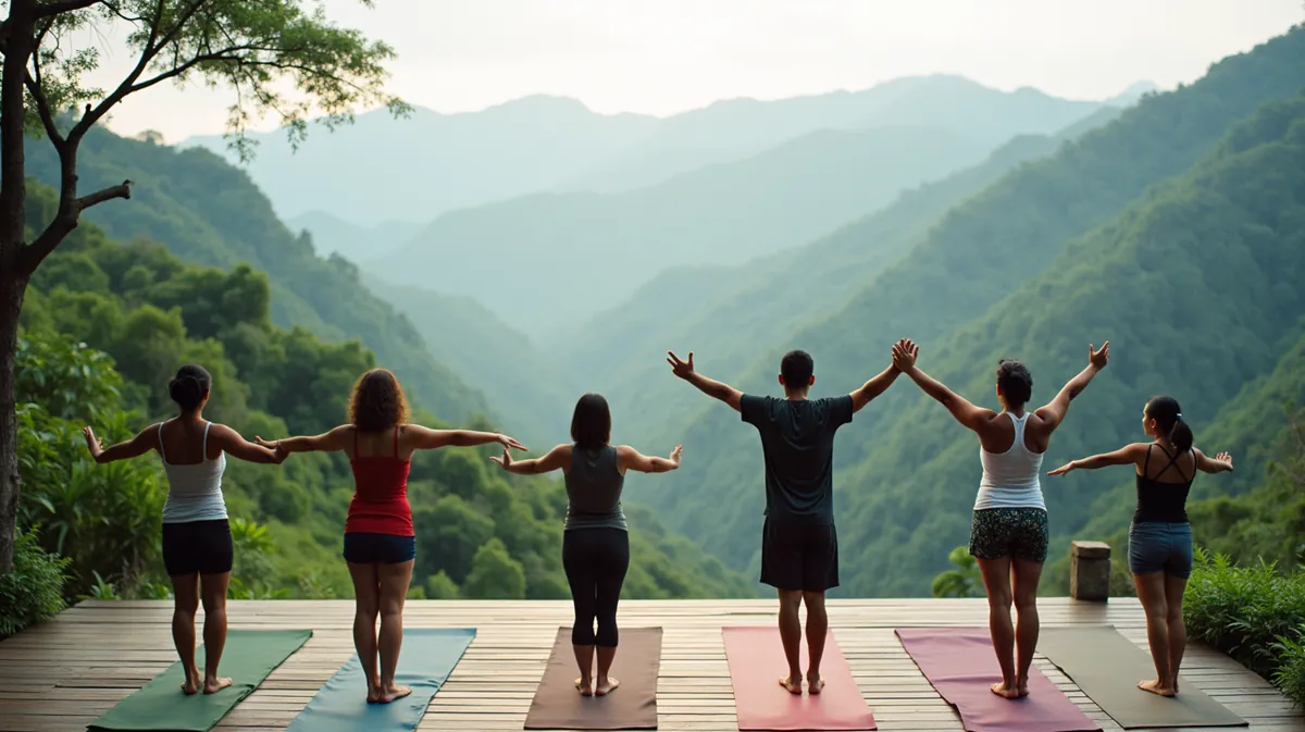 Sesión de yoga como preparación para el trabajo respiratorio